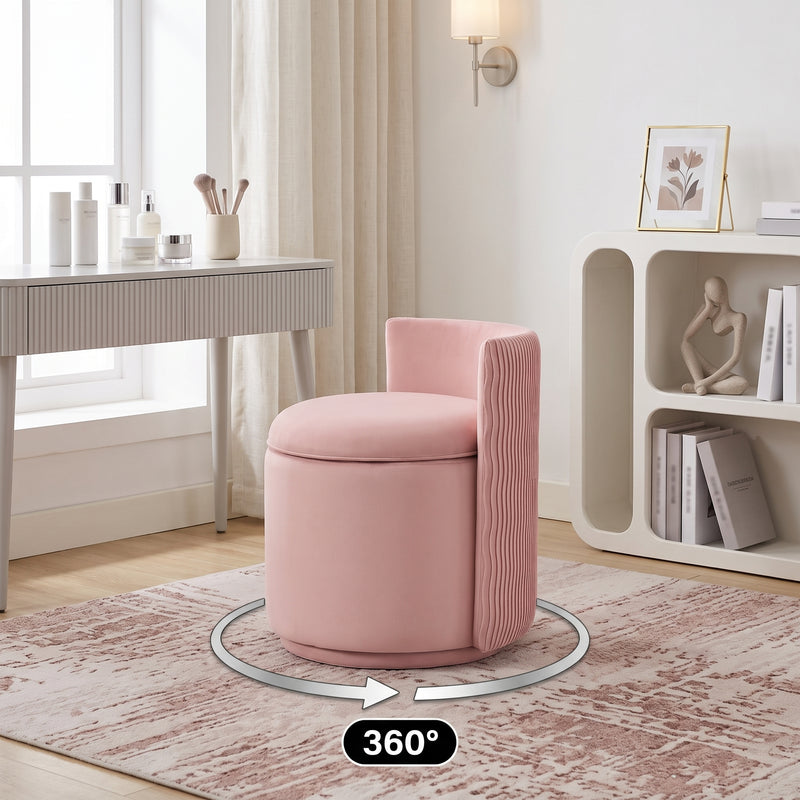 VANITY CHAIR WITH STORAGE – 360° SWIVEL VELVET SEAT - 1