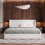 Lift-Up Storage Bed Frame with Upholstered Wingback Headboard - 1
