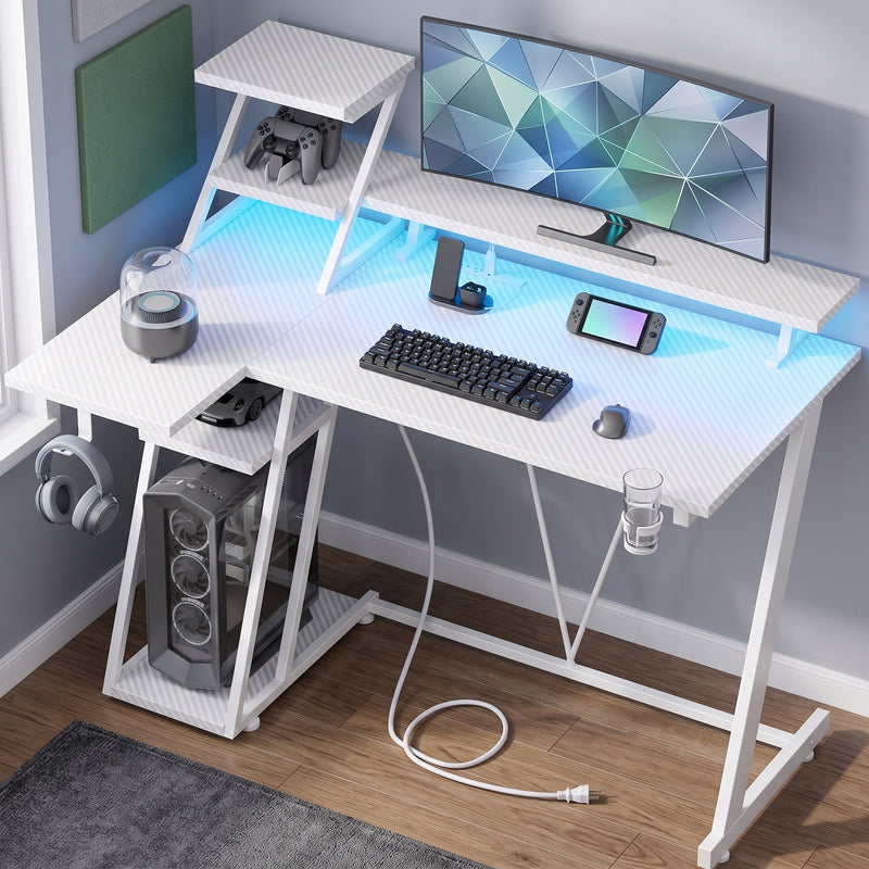 L-SHAPED GAMING DESK – LED LIGHTS & POWER OUTLETS - 1
