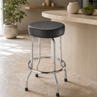 Swivel Bar Stool for Garage & Shop - Backless Counter Stool with Padded Seat, Workbench Stool for Workshop, Single Bar Stool with Chrome Legs - 1