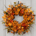 Show Orange 22" Artificial Fall Daisy Eucalyptus & Berry Wreath