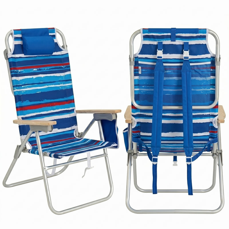 17" Big & Tall Oversized Beach Chairs 2-Pack – Heavy Duty Folding Outdoor Seating - 1