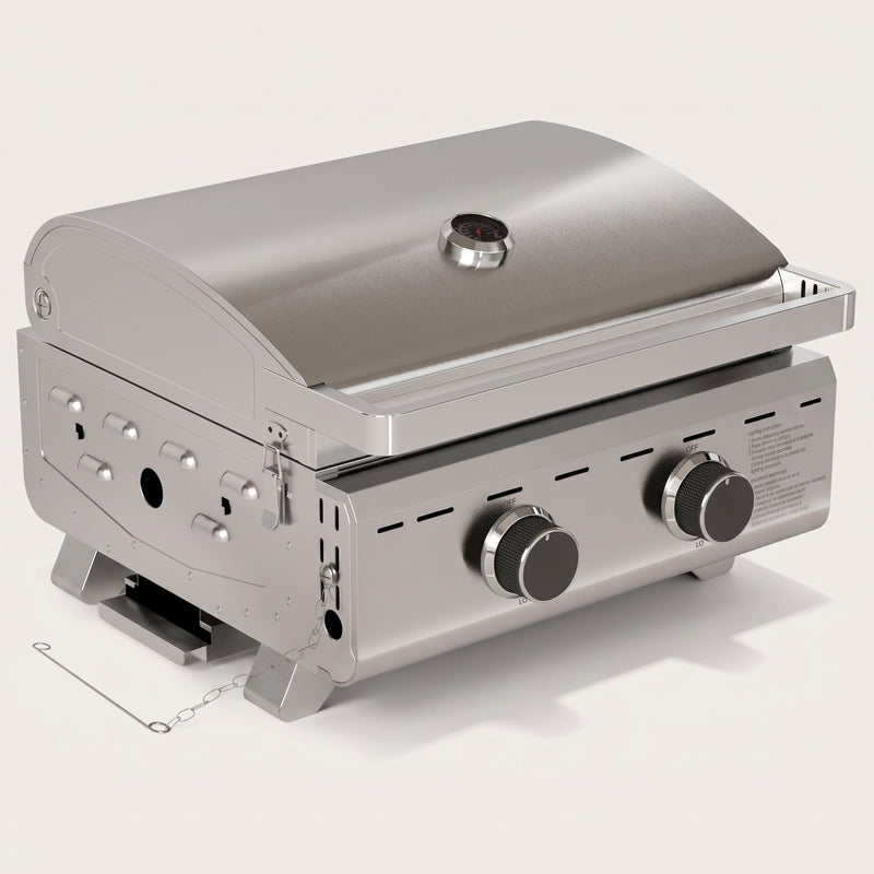 PORTABLE STAINLESS STEEL TABLETOP PROPANE GRILL – 2 & 3 BURNER OUTDOOR BBQ OPTIONS - 1