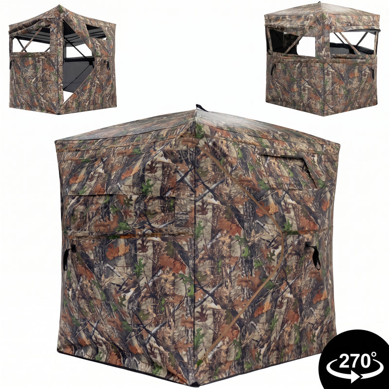 SucceBuy Hunting Blind, 270° & 360° See Through Ground Blind, 2-3 Person / 3-4 Person Pop Up Deer Blind for Hunting with Carrying Bag, Portable Tent - 1