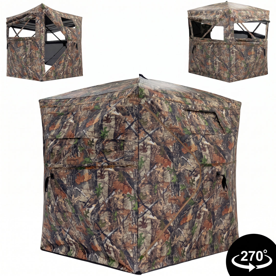 SucceBuy Hunting Blind, 270° & 360° See Through Ground Blind, 2-3 Person / 3-4 Person Pop Up Deer Blind for Hunting with Carrying Bag, Portable Tent - 1