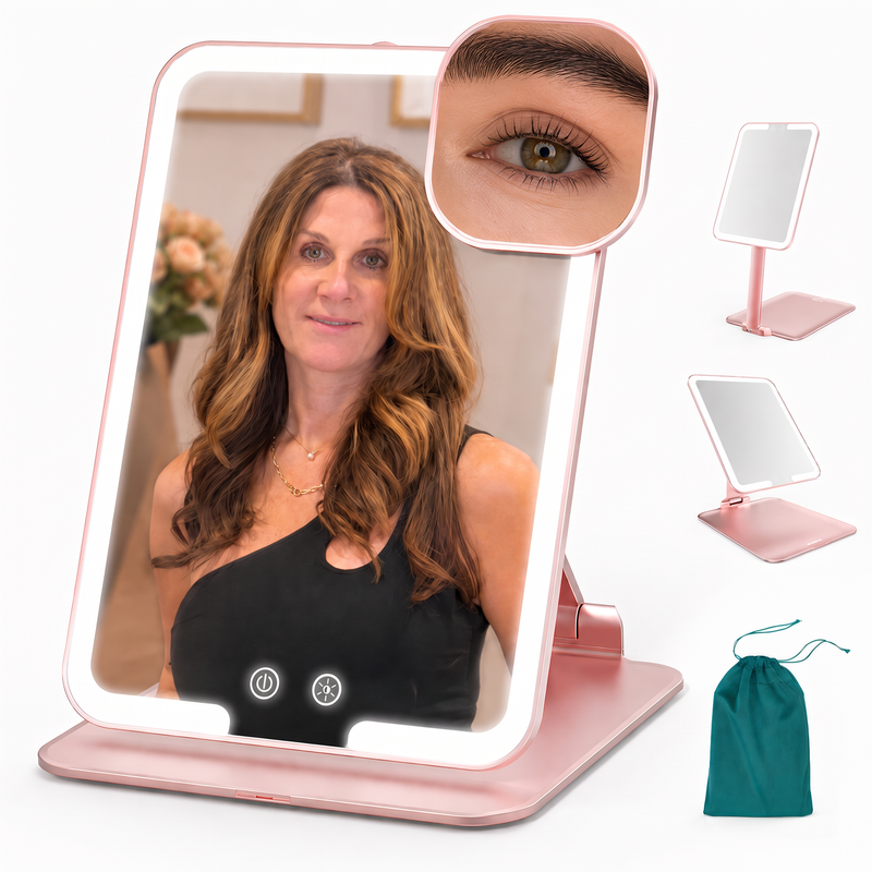 Portable LED Makeup Mirror – Rechargeable, Adjustable Brightness, Compact & Travel-Friendly - 1
