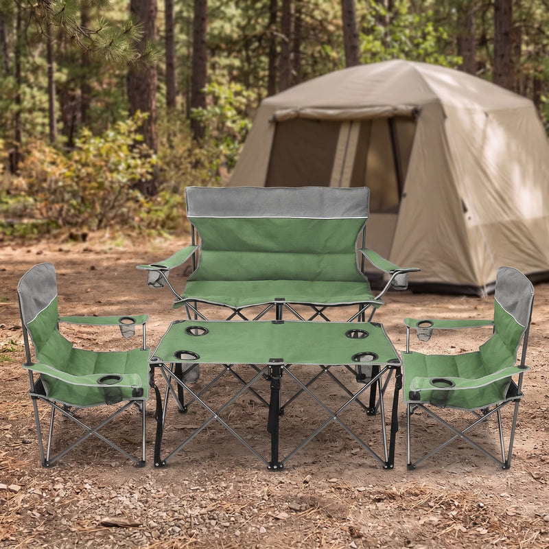 Outdoor 4-Piece Folding Chair and Table Set – Perfect for Camping and Picnics - 1