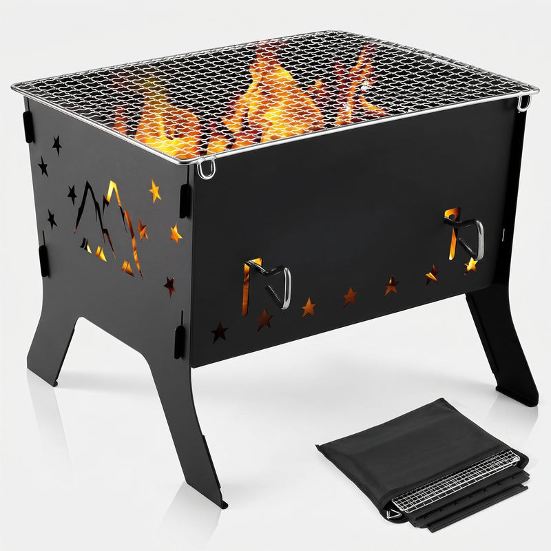 Portable Folding Charcoal Grill & Campfire Fire Pit - 1
