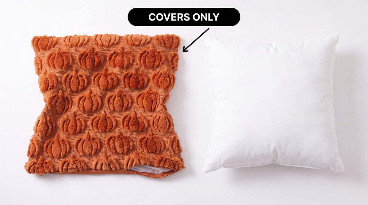 Pumpkin Pillow Covers Set of 2 | 3D Fall Decorative Covers -  limitations image 1