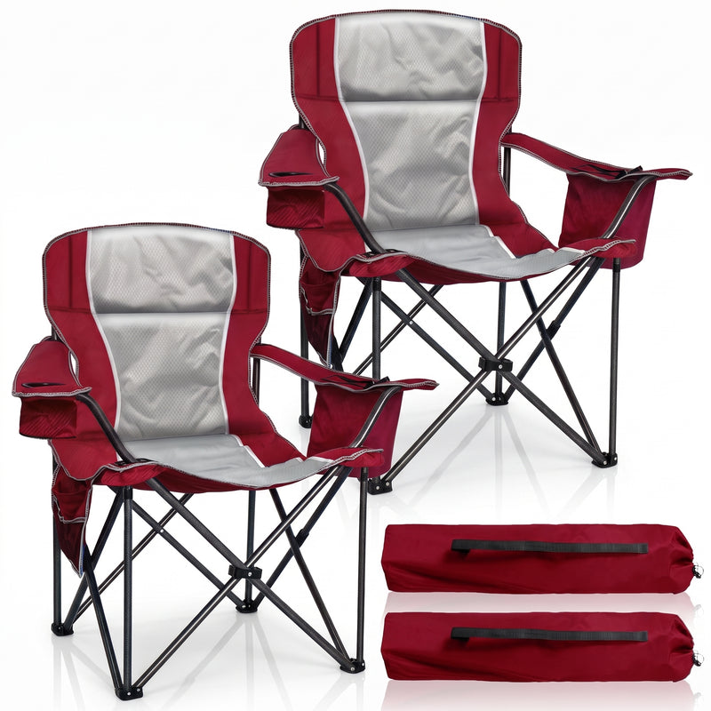 Heavy Duty Portable Folding Camping Chair with Cup Holder & Cooler Pocket - 1