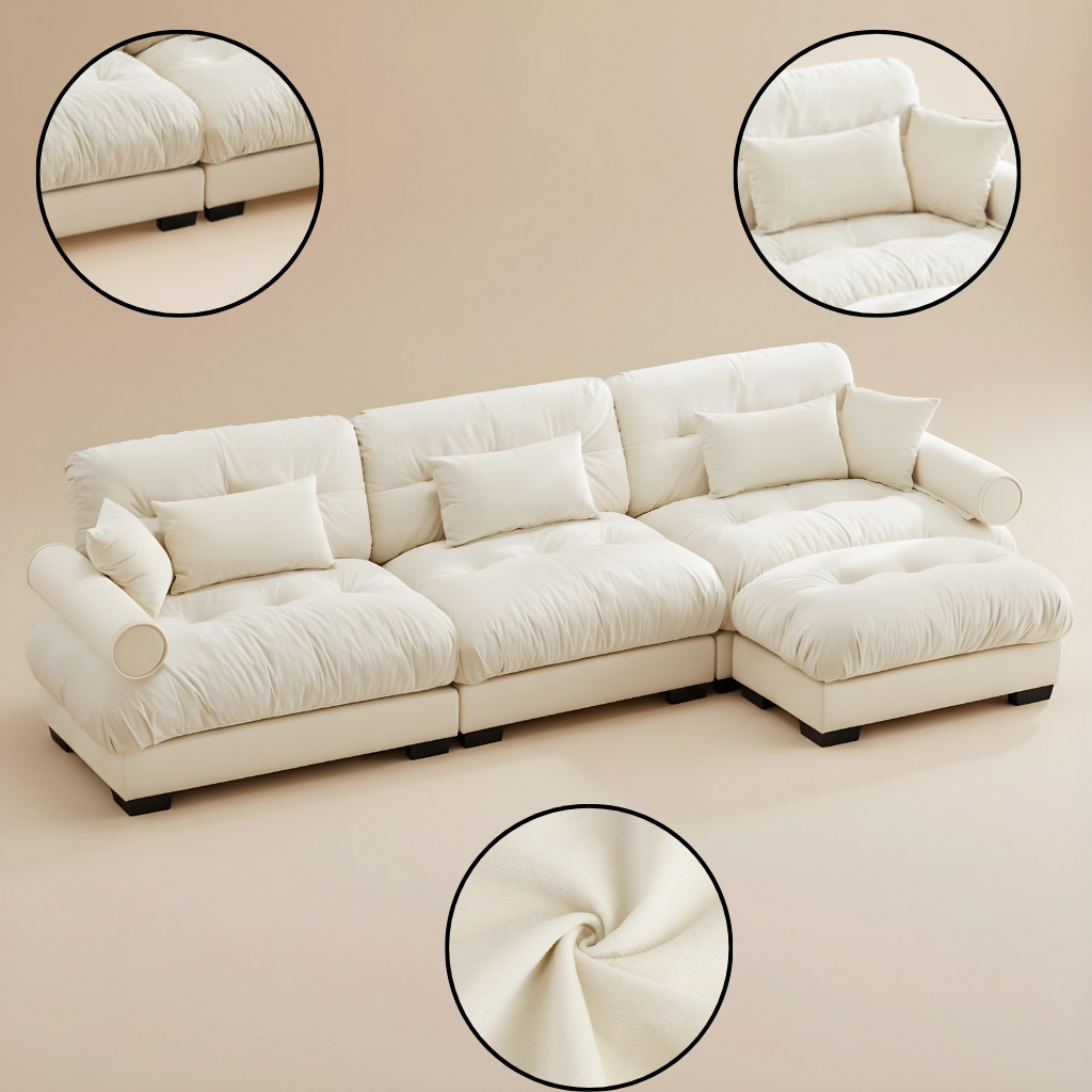 Modular Sectional Sofa  – Oversized Velvet Sectional with Bolstered Armrests, Sectional with Ottoman | Luxury Living Room Furniture | Trufairs