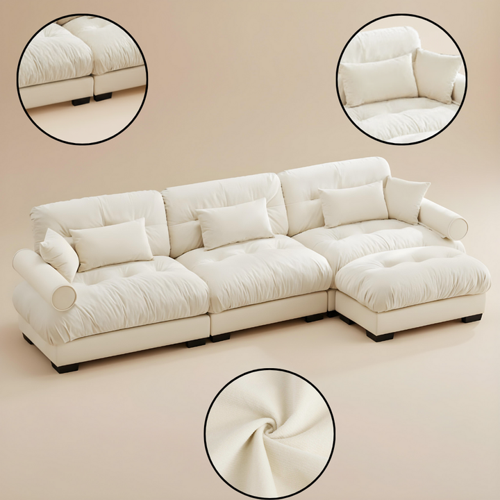 Modular Sectional Sofa  – Oversized Velvet Sectional with Bolstered Armrests, Sectional with Ottoman | Luxury Living Room Furniture | Trufairs