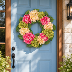 HYDRANGEA WREATH FOR FRONT DOOR – ARTIFICIAL FLORAL PORCH DÉCOR - 1