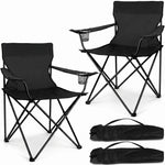 2 Pack Folding Camping Chairs with Cup Holders & Carry Bags - 1
