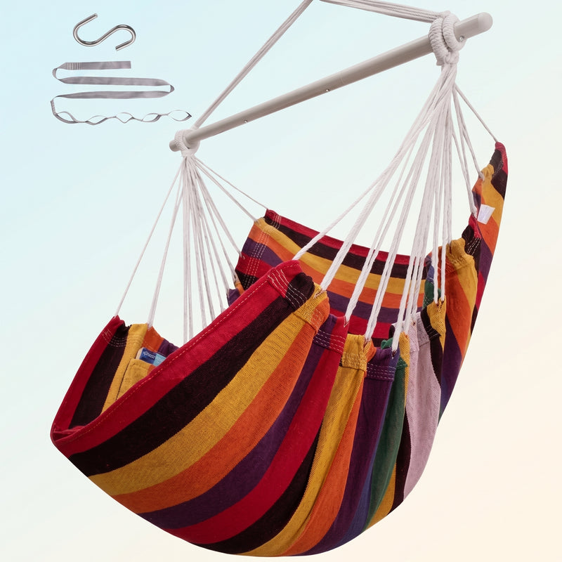 Premium Cotton Hanging Hammock Chair for Indoor & Outdoor Relaxation - 1