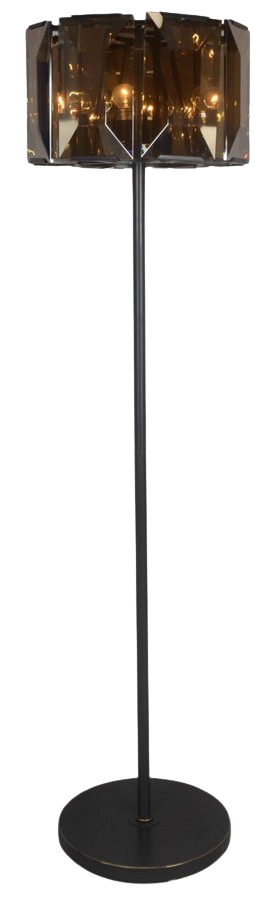 68" Dark Bronze Floor Lamp With Amber Solid Color Beveled Glass Drum Shade