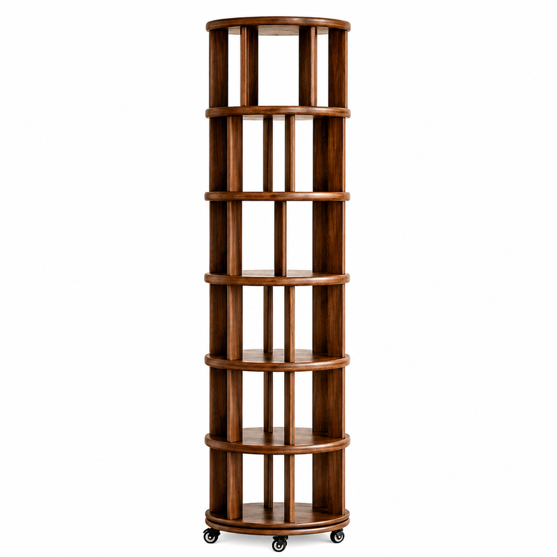 Rotating Bookshelf Tower – 360° Spinning Bookcase | 5 & 6-Tier, Solid Wood & MDF - 1