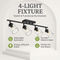 4-Light Vanity Light Bathroom Fixture with Clear Glass Shade Multi-Directional Rotating Metal Ceiling Spotlight Fixture with Adjustable Track Heads