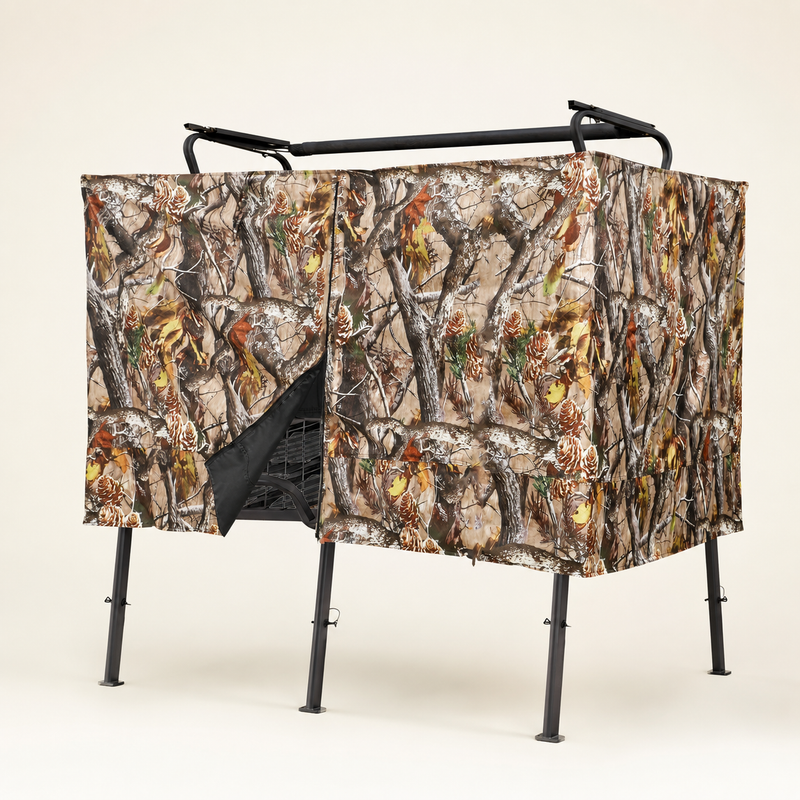 Hunting Tree Stand Blinds Cover 142" x 35" Extra Large Camouflage Universal Tree Stand Blinds Realistic Forest Camo Treestand Cover with Zipper for Deer Elk Hunting, Frames Not Included - 1