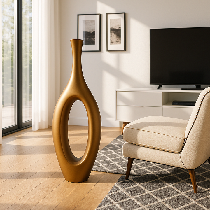 Premium Trombone Vase Small in Matte Bronze - Contemporary Resin Floor Sculpture with Sophisticated Finish