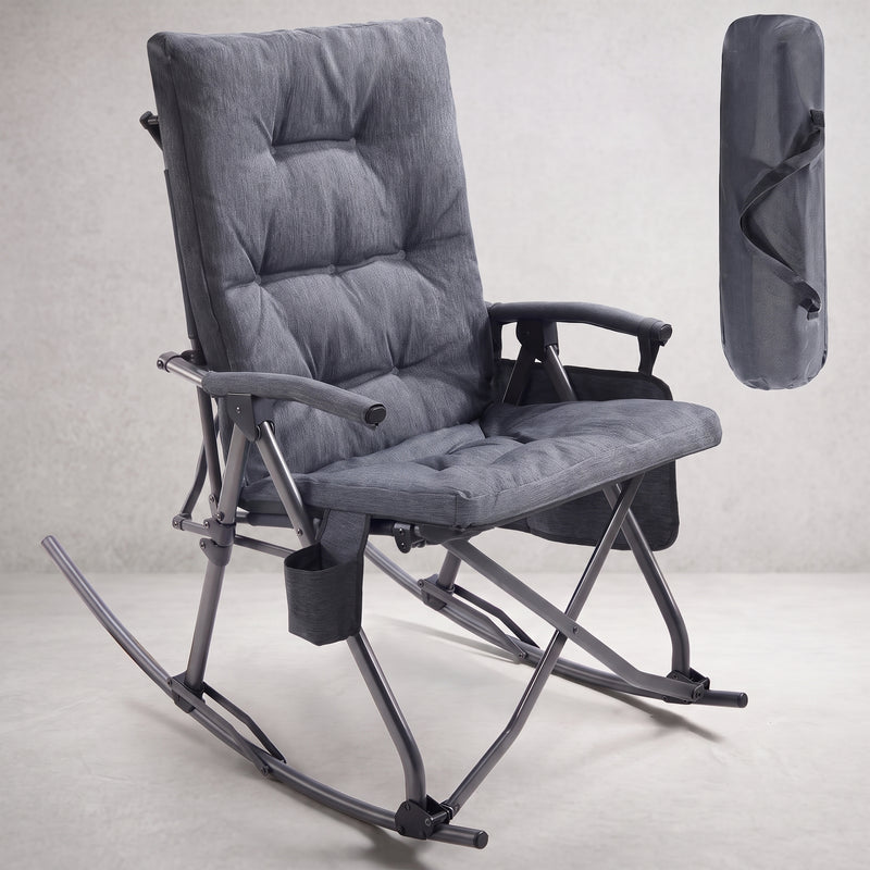 Oversized Folding Rocking Camping Chair with Padded Comfort & Portable Design - 1