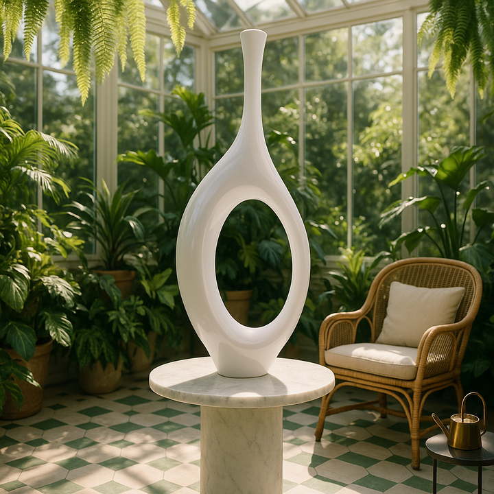 Premium Trombone Set in White - Contemporary Resin Floor Sculptures with Glossy Finish