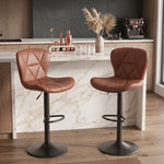 COUNTER BAR STOOLS SET OF 2 – ADJUSTABLE SWIVEL FAUX LEATHER SEATS - 1