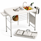 Folding Fish Cleaning Table with Sink & Sprayer Options - 1