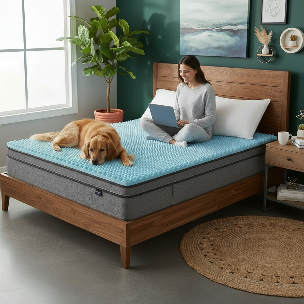 All Season Reversible Hypoallergenic Cooling Mattress Topper, Full Size, 1.5 inch Foam