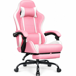Pink Gaming Chairs – High-Back Reclining Styles with Footrest & Lumbar Support - 1