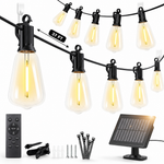 Outdoor Solar String Lights with Remote — Black, 37–108 ft - 1