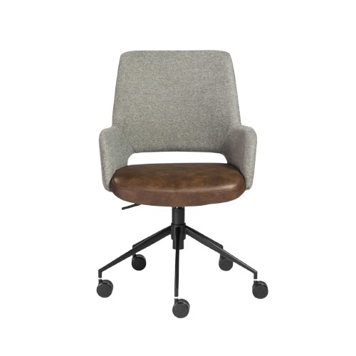 Gray Brown and Black Adjustable Swivel Fabric Rolling Office Chair