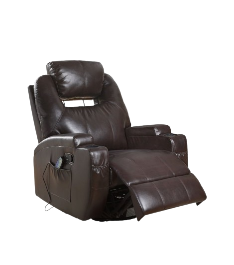 34" Brown Faux Leather Heated Massage Home Theater Recliner