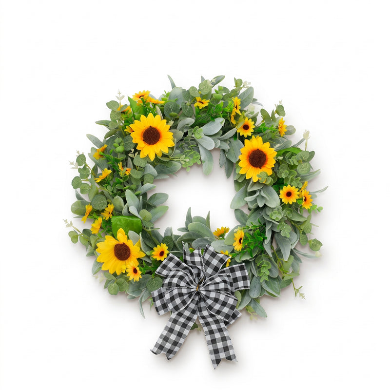 SUNFLOWER WREATH FOR FRONT DOOR – SUMMER FLORAL PORCH DÉCOR - 1