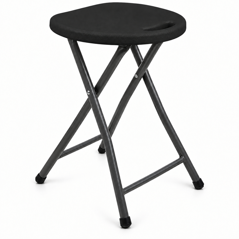 Folding Stool with Metal Frame – Indoor & Outdoor Seating - 1