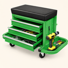 Mobile Mechanic Toolbox Seat with Drawers - Rolling Mechanic Stool with Sliding Tool Tray, Shop Stool with Wheels for Garage & Workshop, Auto Repair - 1