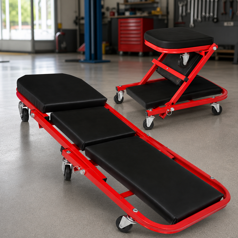 2-in-1 Convertible Z-Creeper Seat - Rolling Mechanic Creeper with Wheels, Under Dash Creeper & Garage Chair for Auto Repair, Low Profile Roller Seat - 1