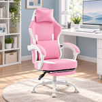 Pink Gaming Chairs – High-Back Reclining Styles with Footrest & Lumbar Support - 1
