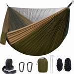 DOUBLE CAMPING HAMMOCK WITH REVERSIBLE BUG NET – 2 PERSON, 660 LB - 1