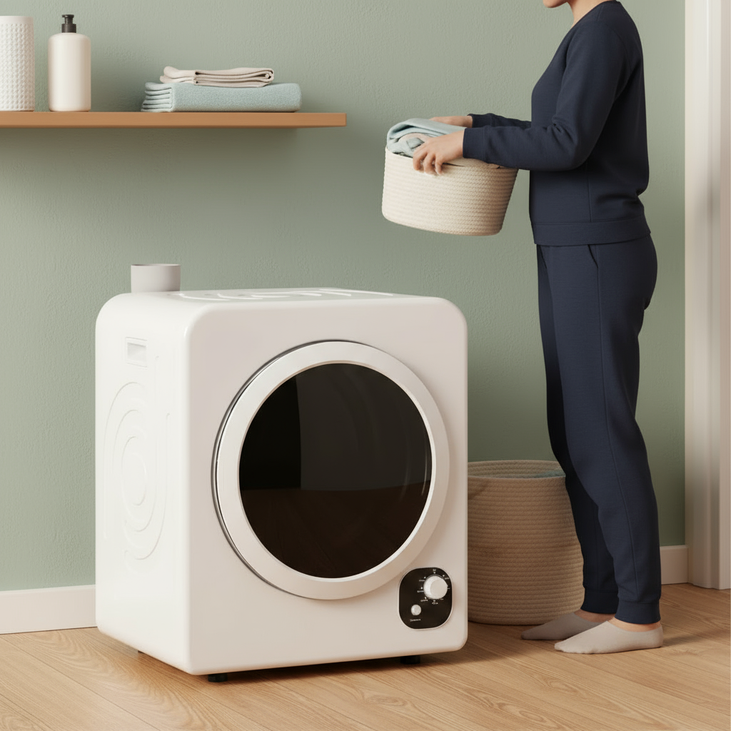 HOMCOM 120V Portable Clothes Dryer, 1300W Compact Laundry Tumble Dryer Machine 3.3 Cu. Ft. with Stainless Steel Tub, White