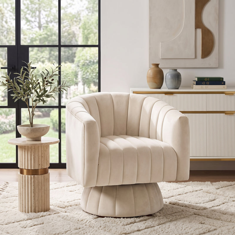 Swivel Accent Chair with Storage, 360 Degree Velvet Small Accent Chair, No Assembly Comfy Bedroom Chair for Living Room, Reading, Dressing Room - 1