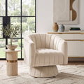 Show Velvet Beige (27.6"x27.6") Swivel Barrel Accent Chair