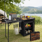 Camping Portable Cook Station/Kitchen Table, Folding Outdoor Cooking Table with Storage - 1