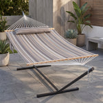 Outdoor Double Hammock with Stand for 2 – Heavy Duty Steel Frame, Pillow Included - 1