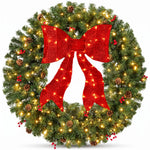 PRE-LIT CHRISTMAS WREATH – WARM LED DOOR DÉCOR - 1