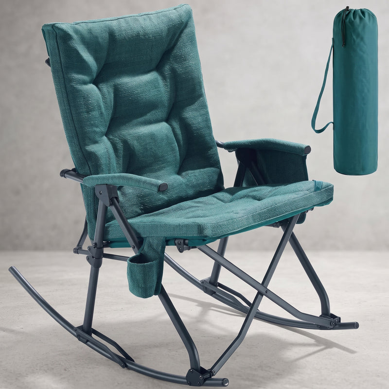 Oversized Folding Rocking Camping Chair with Padded Comfort & Portable Design - 1