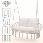 2-Person Hanging Hammock Chair with Cushion – Boho Macrame Swing for Indoor & Outdoor Relaxation - 1
