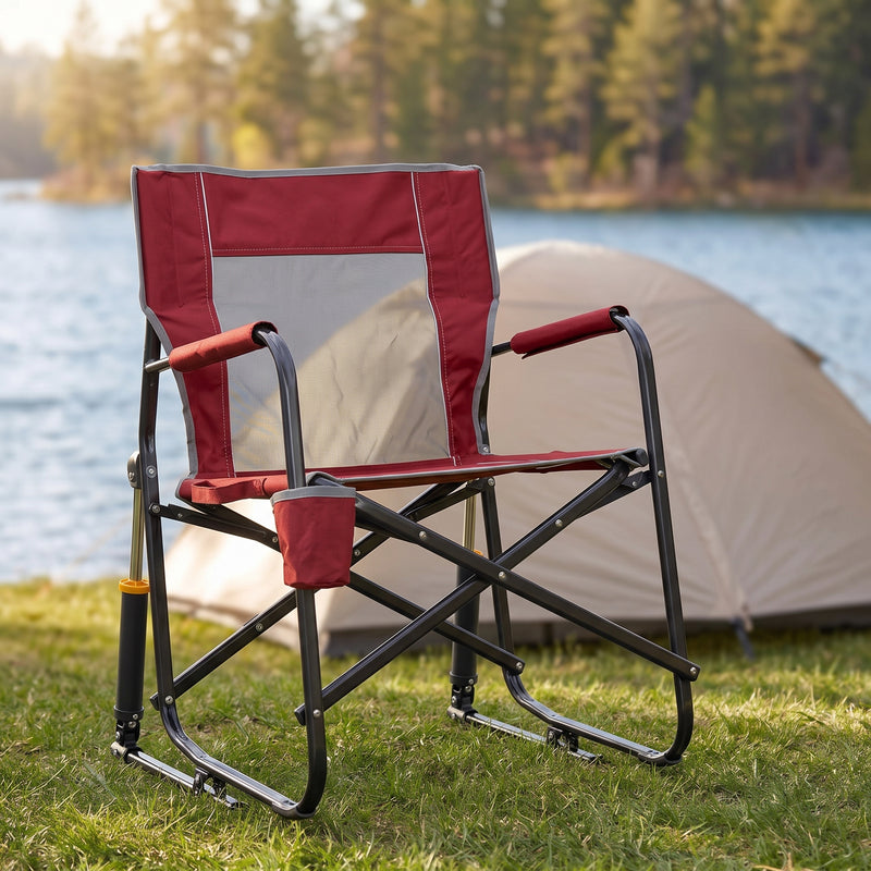 ROCKING CAMPING CHAIR – FOLD-FLAT CHAIR WITH CUP HOLDER - 1