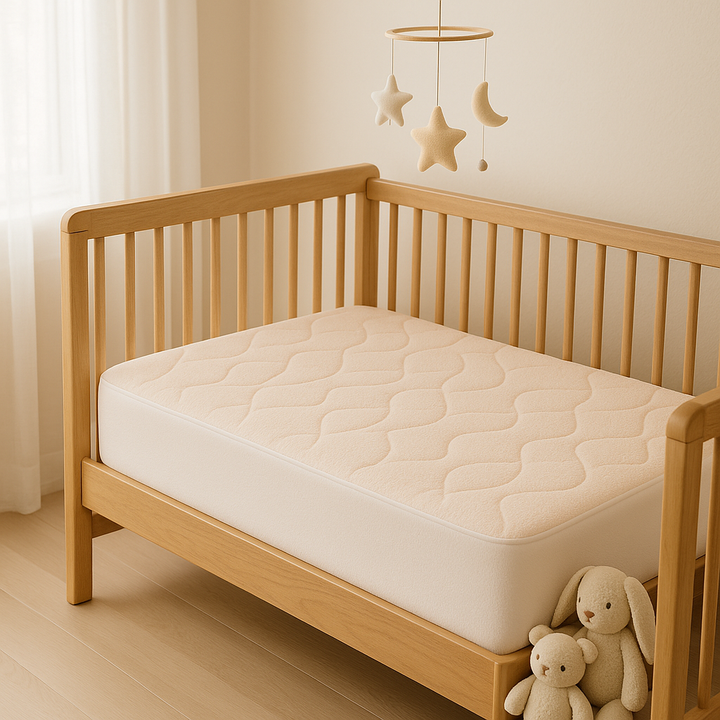 Premium Waterproof Bamboo Terry Crib Mattress Protector - Ultra-Soft 9" Deep Pocket Cover with Silent Protection