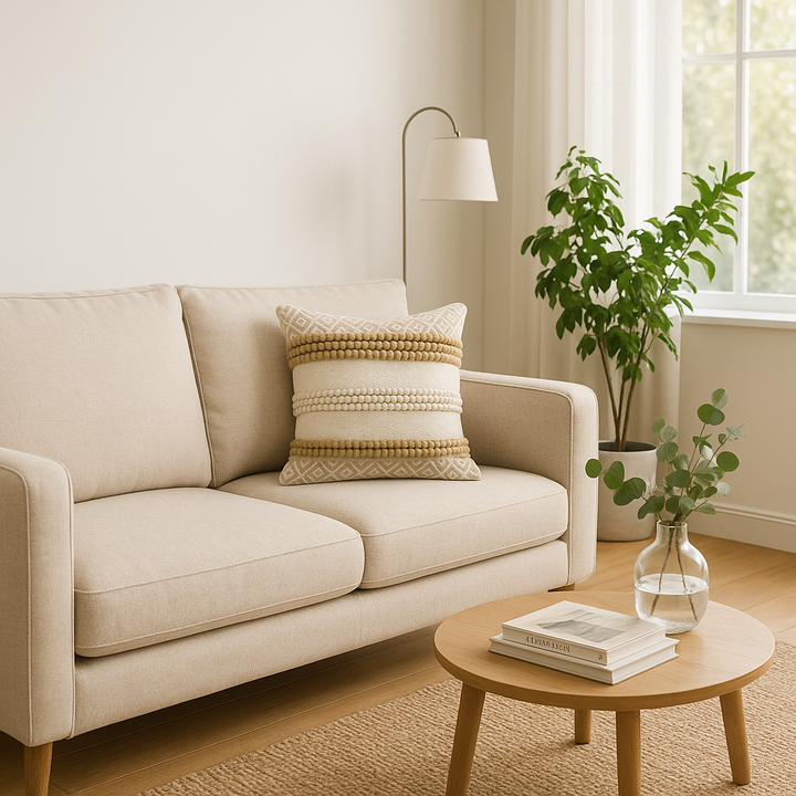 Modern Tan Geometric 20" Throw Pillow with Zipper – Indoor & Outdoor